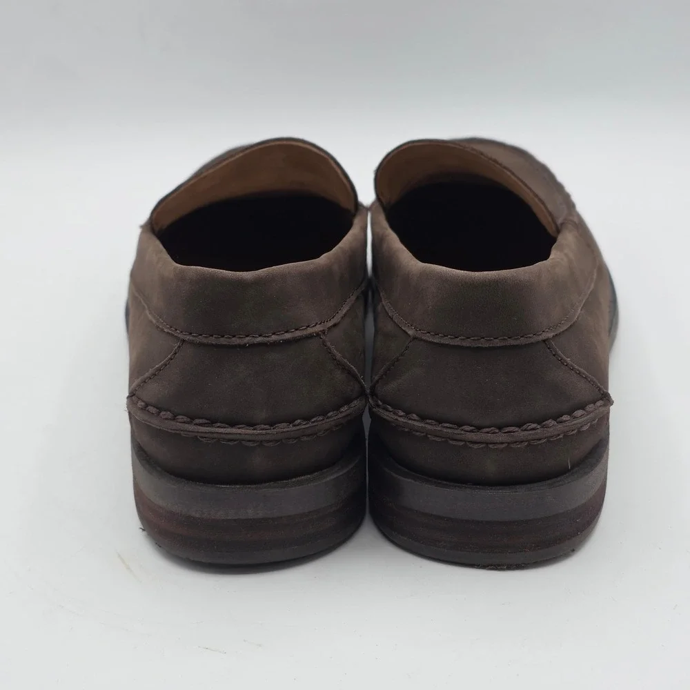 Polo Ralph Lauren Loafers Mens Dark Brown Nubuck Leather Moc Toe Slip On Shoes